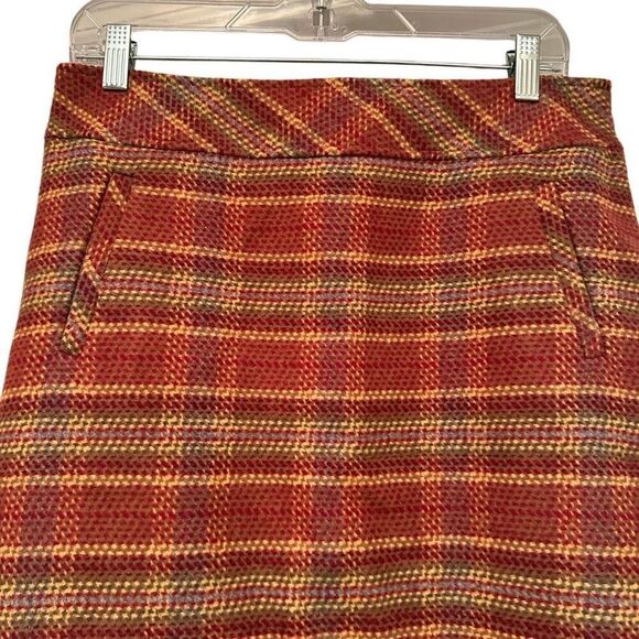 Talbots wool miniskirt in orange, red, yellow plaid- size 6 - Picture 2 of 5